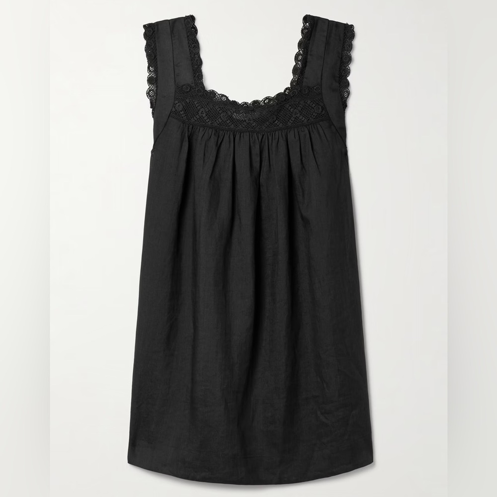 Doen Almadia crochet-trimmed ramie mini dress
